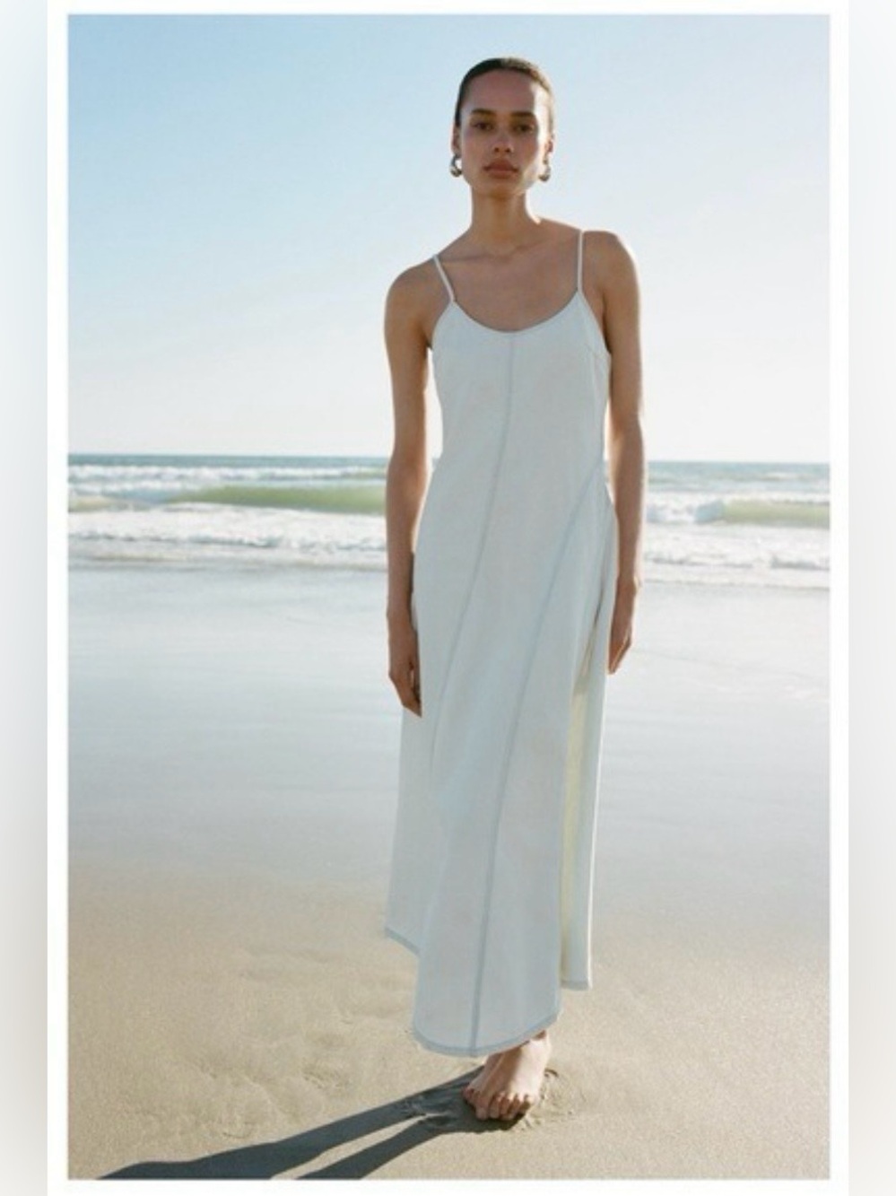 Zara Minimalist denim Slip Maxi Dress